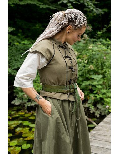 Chaleco medieval mujer modelo Selma, verde ⚔️ Tienda-Medieval