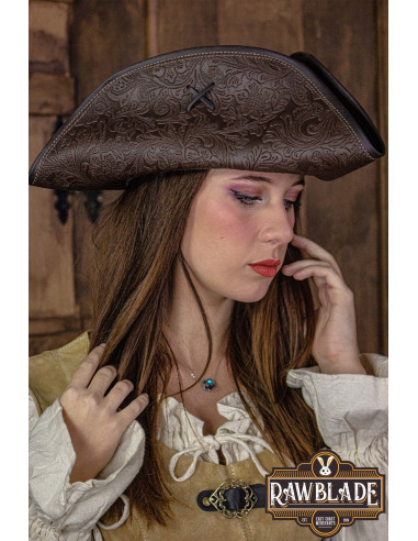 Comprar Sombrero pirata capitán marrón con detalle dorado Sombreros