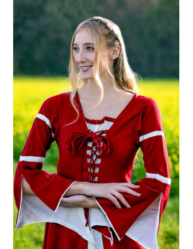 Vestido medieval mujer Rojo-Crema ⚔️ Tienda-Medieval