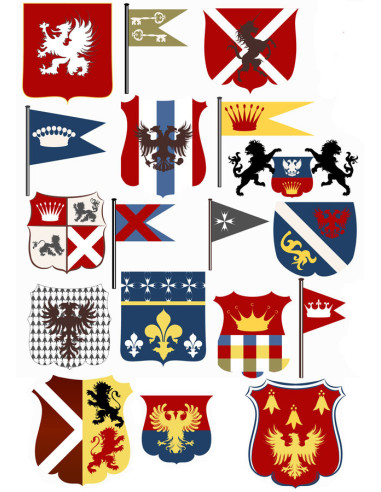 Tijdelijke met heraldische schilden middeleeuwse motieven ᐉ