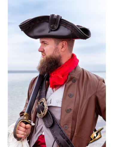 Sombrero pirata negro en cuero sintético ⚔️ Tienda-Medieval