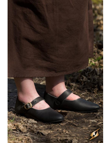 Departamento reflujo Frente a ti Zapatos medievales Astrid negros para mujer ⚔️ Tienda Medieval Talla 42