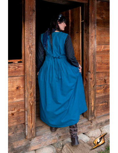 Vestido medieval y Renacentista mujer Adelina en azul Misty