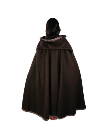 Capa medieval Oswald, lana recia, con capucha.