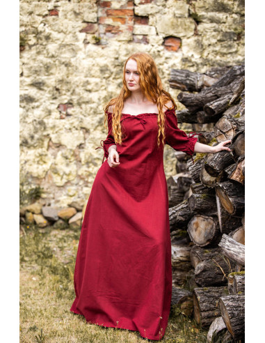 Vestido medieval mujer Rojo-Crema ⚔️ Tienda-Medieval