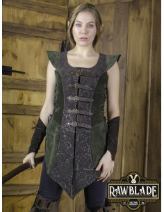 Jubón medieval Diego en piel de serraje para mujer- Verde ⚔️ Tienda-Medieval