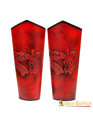 Dragon Fantasy Armbånd i præget læder, rød