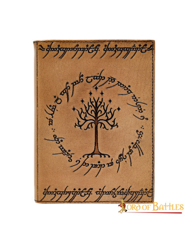 Diario de cuero repujado Árbol de Gondor, páginas naturales