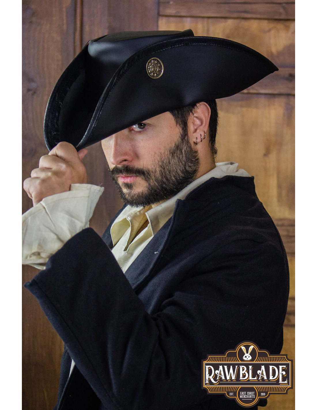 Sombrero pirata tricornio tres doblones, marrón claro ⚔️ Tienda-Medieval