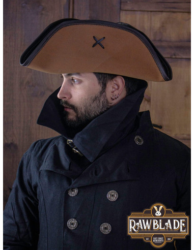Sombrero pirata tricornio tres doblones, marrón claro ⚔️ Tienda-Medieval
