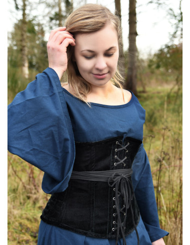 Renacimiento Medieval mujer negro chaleco vestido corsé ajustable