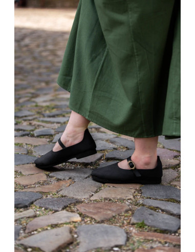 Zapatos medievales negros para damas, Rieke