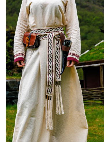 Cinturón vikingo modelo Elina, algodón blanco natural