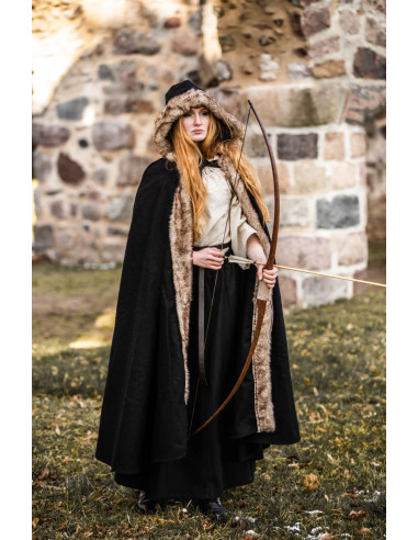 Gøre mit bedste Agurk Rød dato Vikingekappe Fjell model med sort syntetisk pels ⚔️ Tienda Medieval