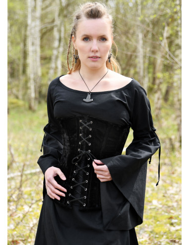 Renacimiento Medieval mujer negro chaleco vestido corsé ajustable LARP  disfraz -  España
