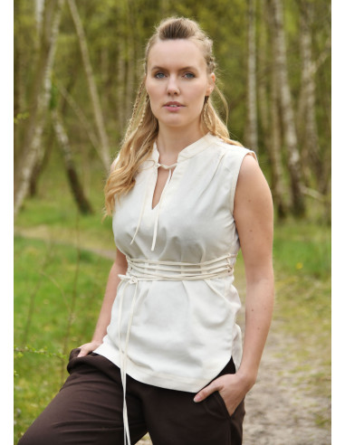 Viking mouwloze blouse model Levke, naturel wit