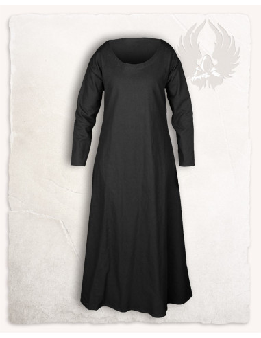 sensatie Speel Fjord Middeleeuwse tuniek voor dames in zwart katoenen Lenora model ⚔️ Maat L