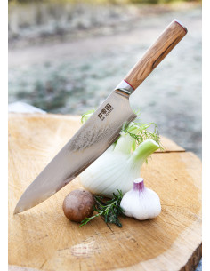 Cuchillo Cocina Ha Teikoku, hoja en Acero Damasco (24 cm.) ⚔️  Tienda-Medieval