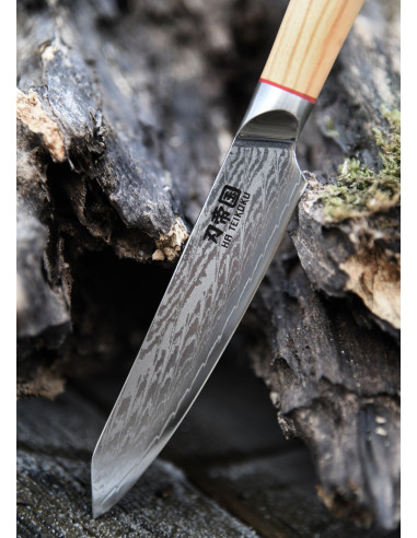 Cuchillo Cocina Deshuesador, Ha Teikoku, hoja Acero Damasco (25 cm.)