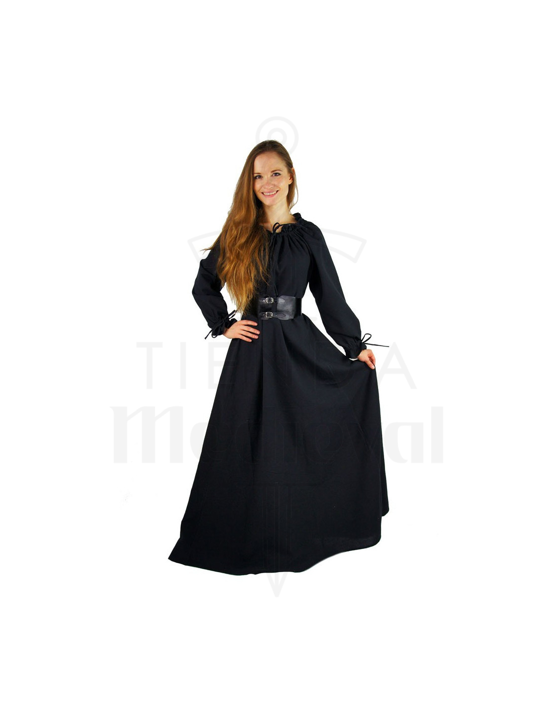 Vestido medieval largo modelo Ella, color negro ⚔️ Tienda-Medieval