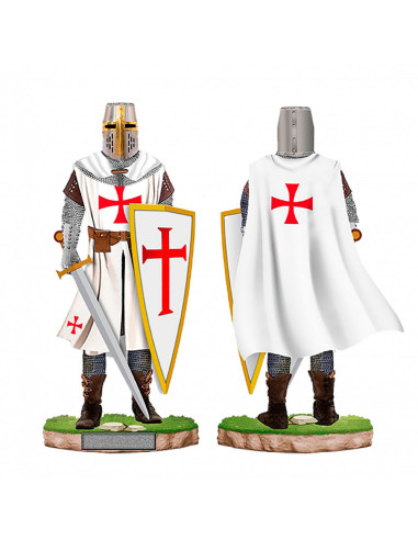 Tempeliersridder miniatuur met helm, schild en zwaard (30 cm.)