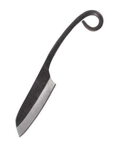 Middelalderlig smedet fårefodskniv med læderskede