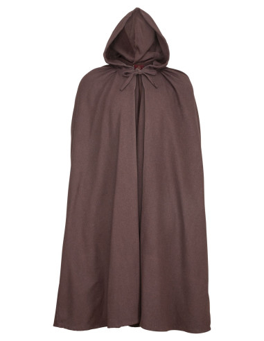 Capa medieval básica con capucha, marrón y negro