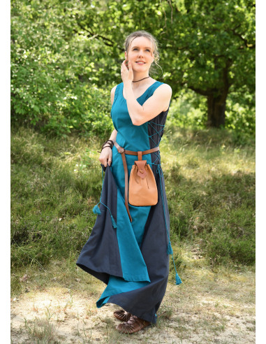 Ärmelloses mittelalterliches Kleid Modell Jarle, blau
