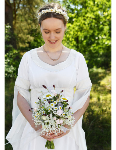 Vestido de novia medieval con corpiño, blanco natural