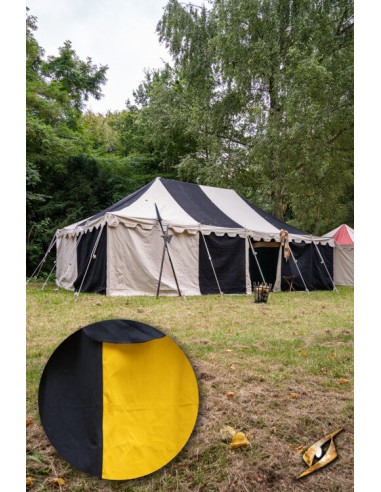 Mittelalterliches Festzelt, schwarz-gelb 5 x 8 Meter. (Kompakte Version)