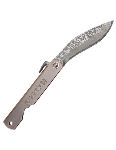 Tredje Higonokami N17-12 lommekniv, Damaskus stål (16,5 cm.)