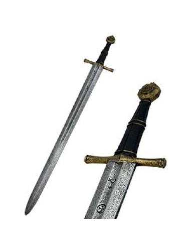 Middelalderligt langt sværd til børn, dekoreret (90 cm.)