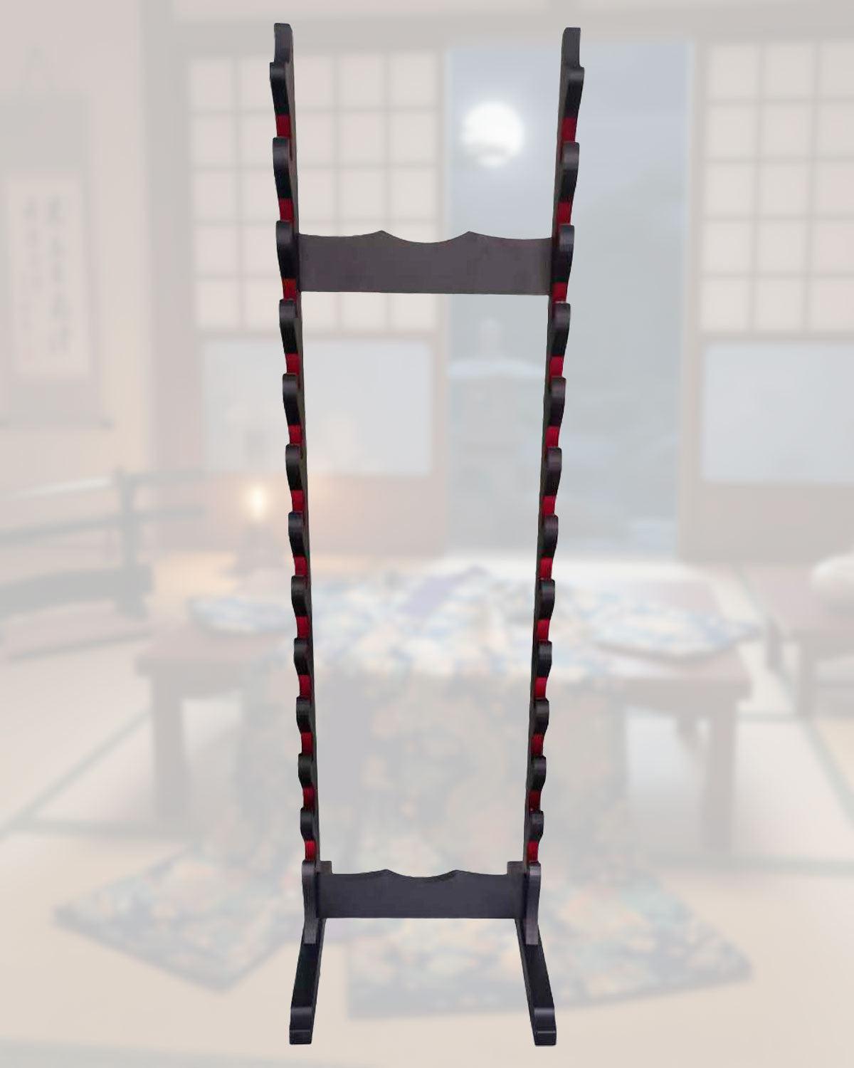 Soporte de pie para 12 mini katanas, madera negra