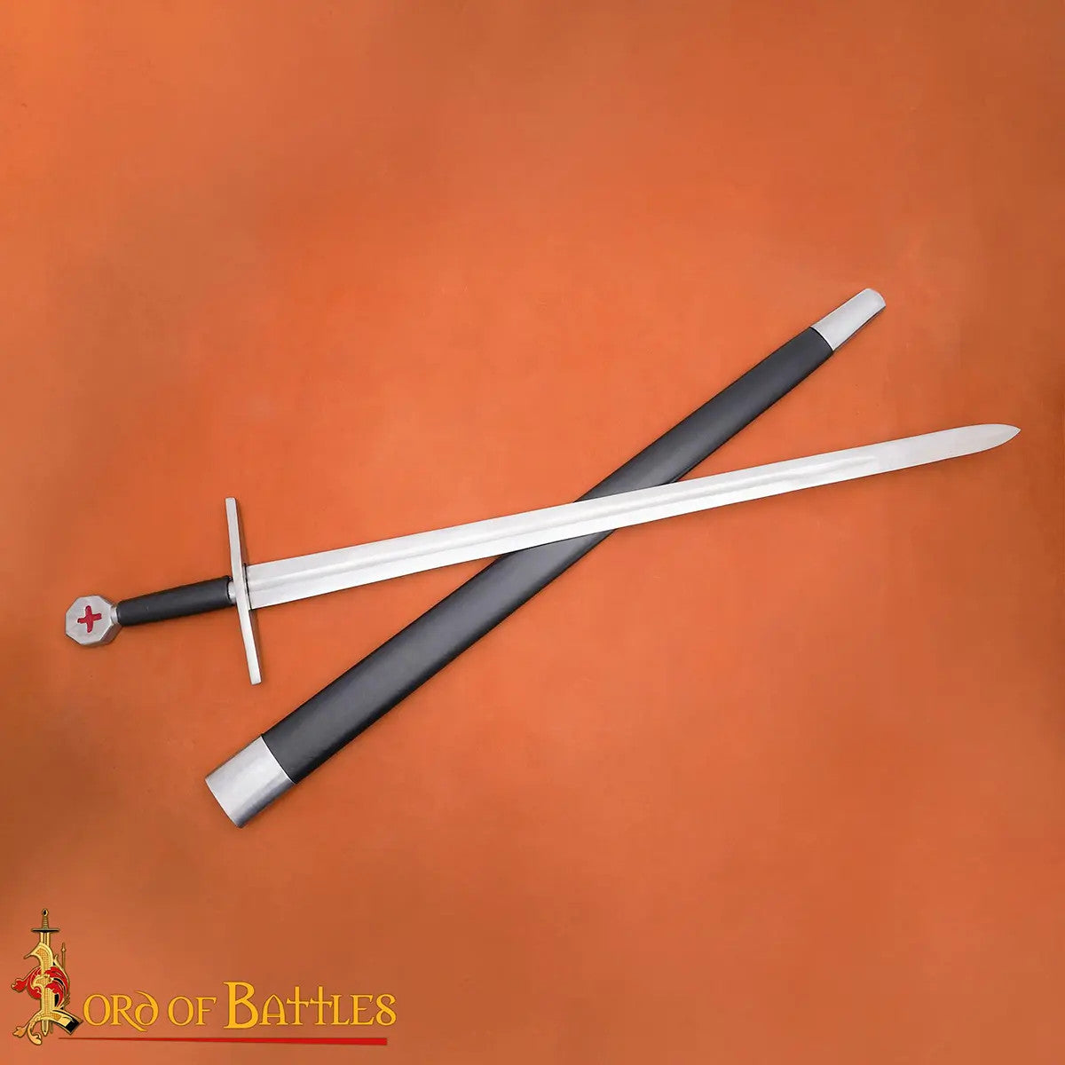 Espada medieval decorativa de los Caballeros Templarios, con vaina
