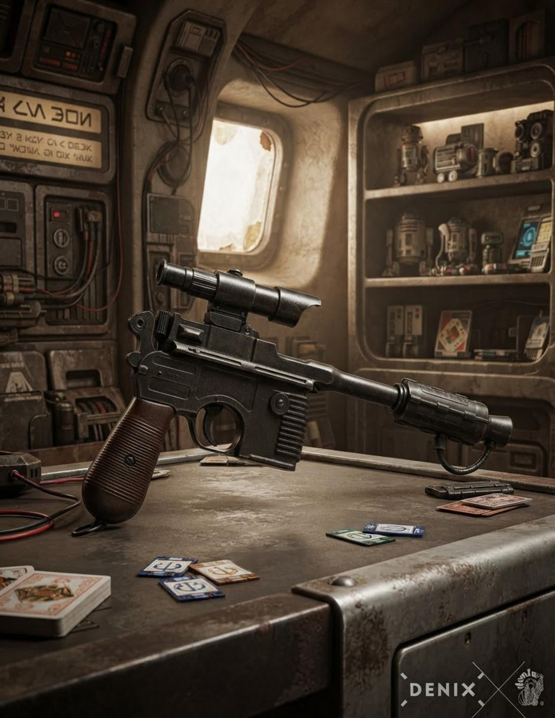 Pistola Denix Alemana Mauser C96, diseño fantasía _IA