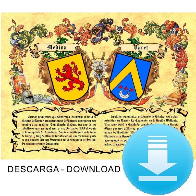 Pergamino Virtual escudo de armas 2 apellidos