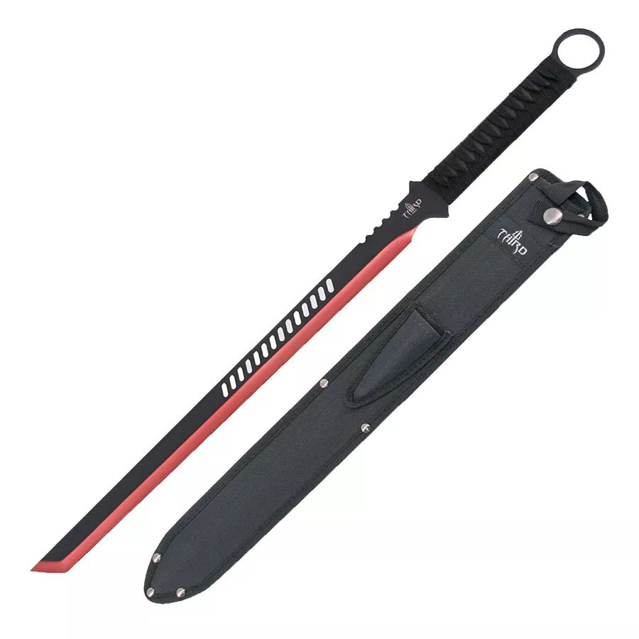 Machete táctico Third H0068, hoja negra-rojo