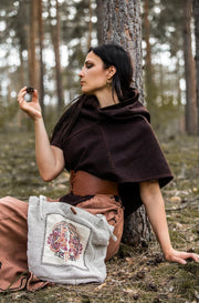 Bolso con bordado vikingo modelo Tora, blanco natural