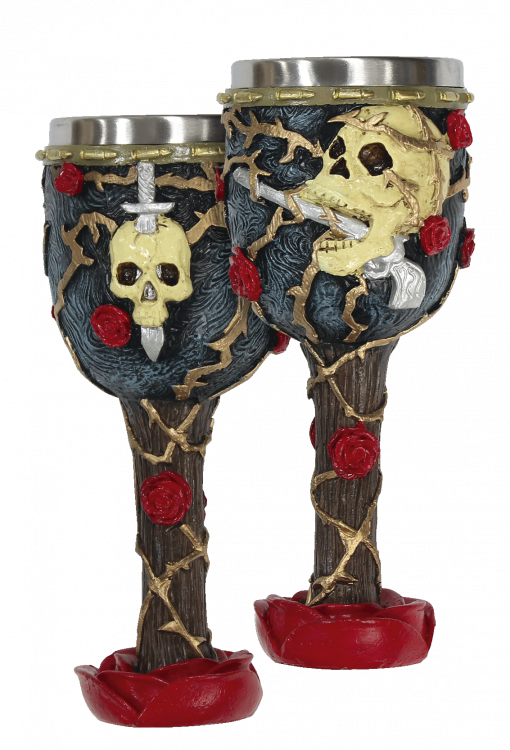 Copa de resina fantasía modelo Rose and Skull