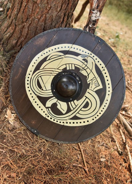 Escudo Vikingo pintado a mano con Bestia, 61 cm. Ø