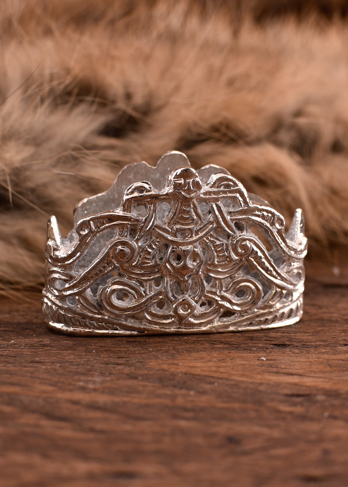 Cuello de vaina para espada vikinga, acabado plata
