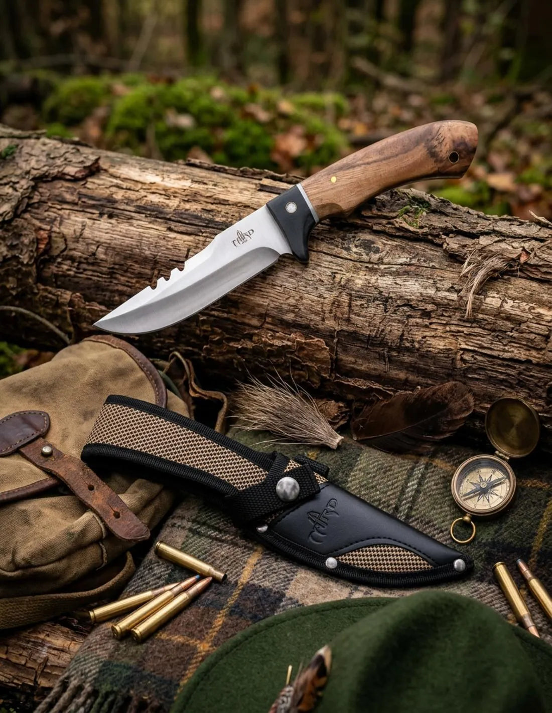 Cuchillo Caza Third Acero 440 y mango zebrano, con funda_IA