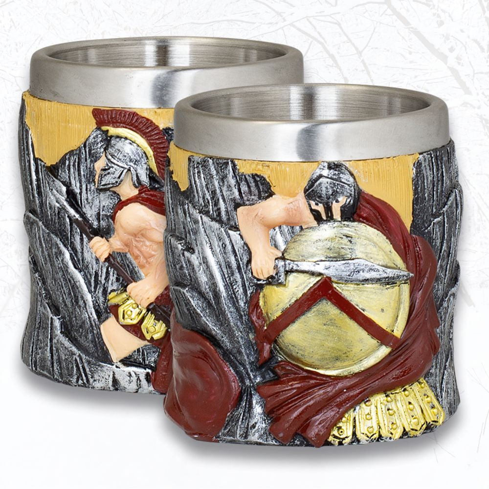 Vaso chupito resina decorada Espartano (6,5 cm.)