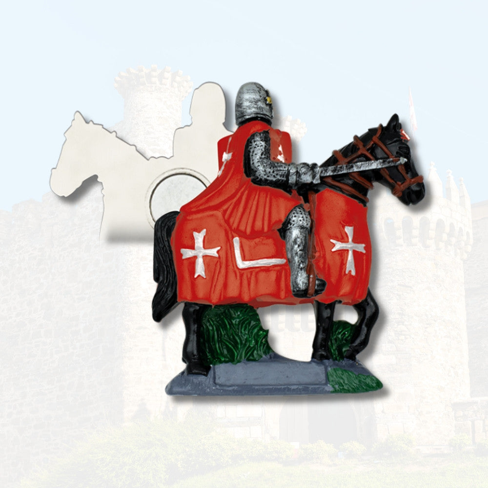 Imán medieval en resina Caballero Templario a Caballo