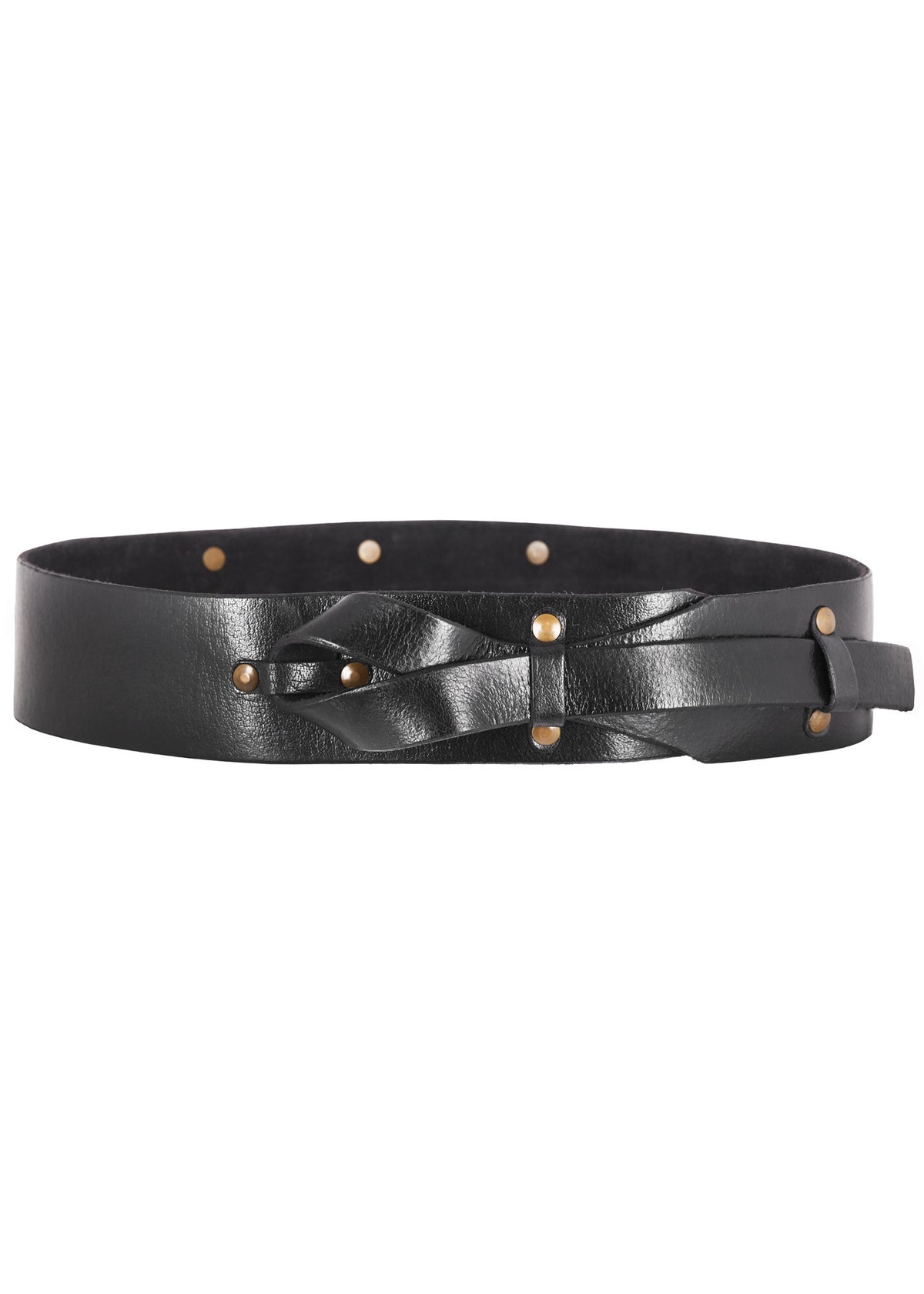 Cinturón medieval de cuero anudado, negro